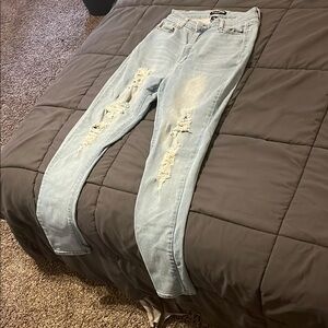 Fashion Nova Blue Skinny Jeans Distressed Style